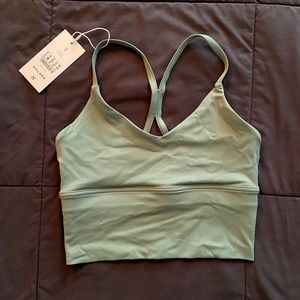 sage green Halara sports bra